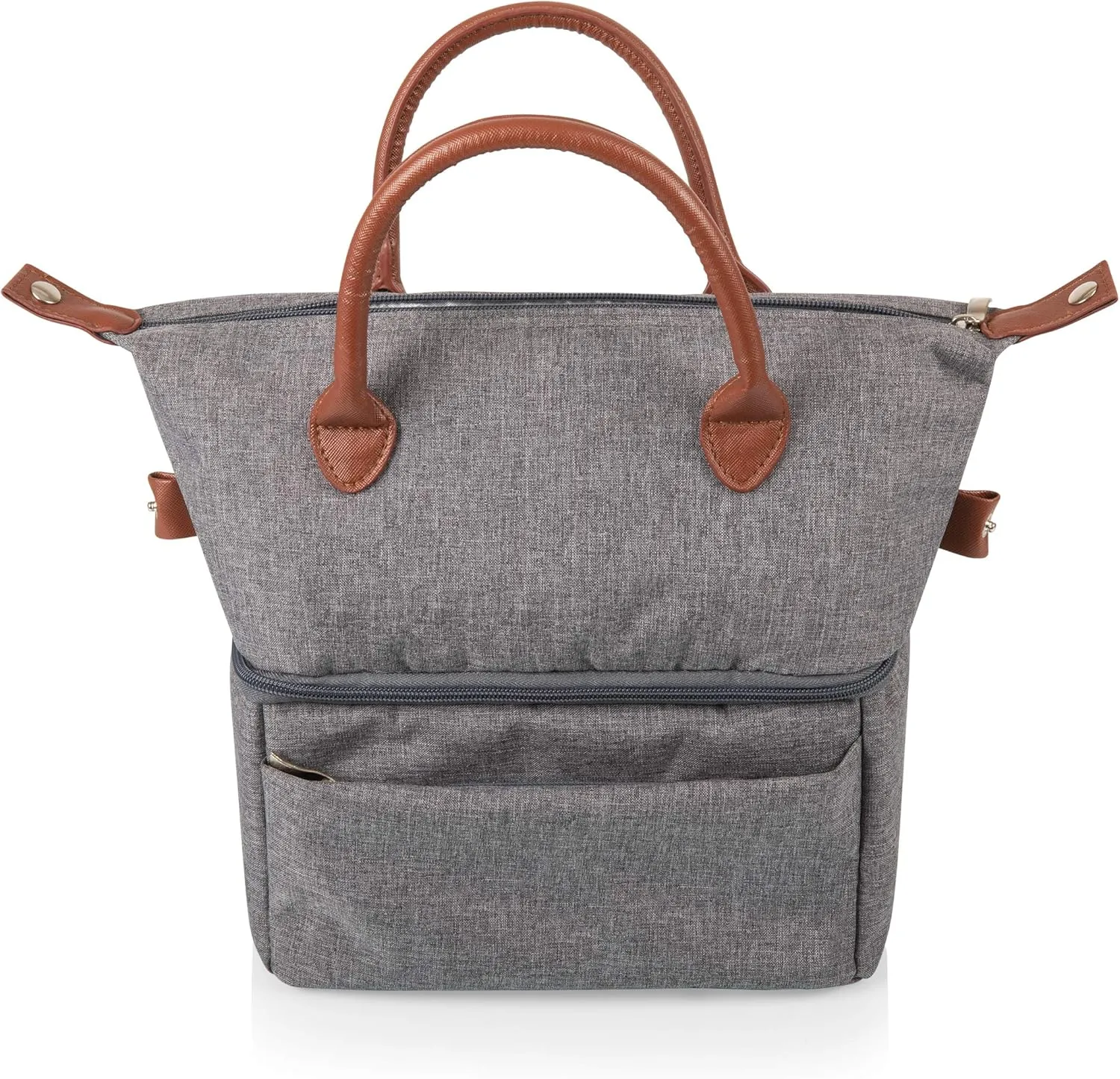 ONIVA - a Picnic Time brand, Urban Lunch Bag, Cooler Lunch Tote, Insulated Lunch Bag, (Gray with Brown Accents)