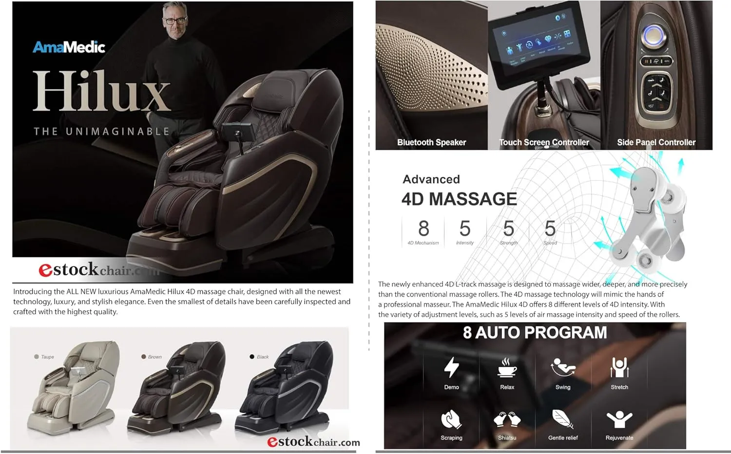 OTA Massage Chair, 4D SL-Track with Heated Back Roller, Automatic Extendable Footrest, Adjustable Shoulder Massage, Body Scan and Foot Roller (Taupe)