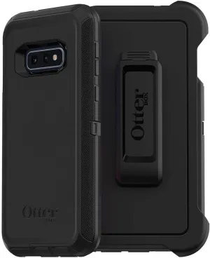OtterBox Galaxy S10e Defender Series Case - BLACK, rugged & durable, with port protection, includes holster clip kickstand