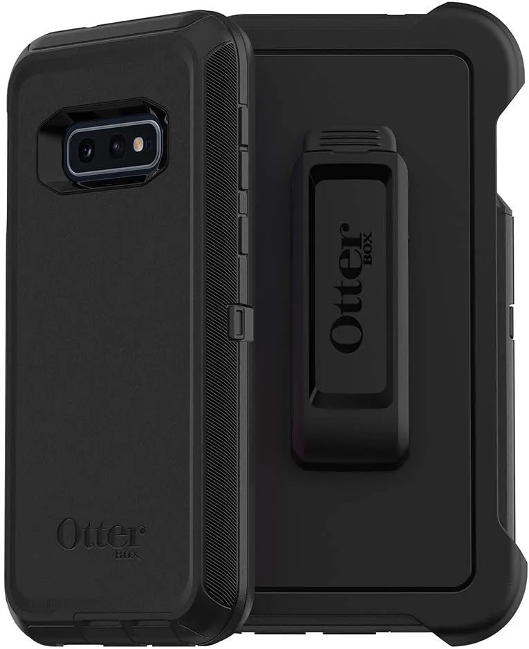 OtterBox Galaxy S10e Defender Series Case - BLACK, rugged & durable, with port protection, includes holster clip kickstand