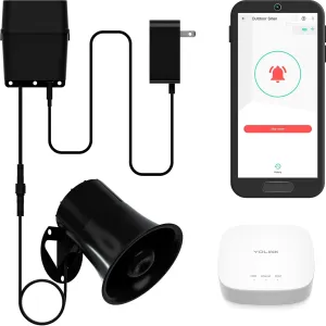 Outdoor Alarm Controller 2, Siren/Alarm/Relay Controller, 12VDC Out, 12VDC in, 130dB Siren with 12VDC on, 1/4 Mile Open-Air Range, YoLink Hub Includeded