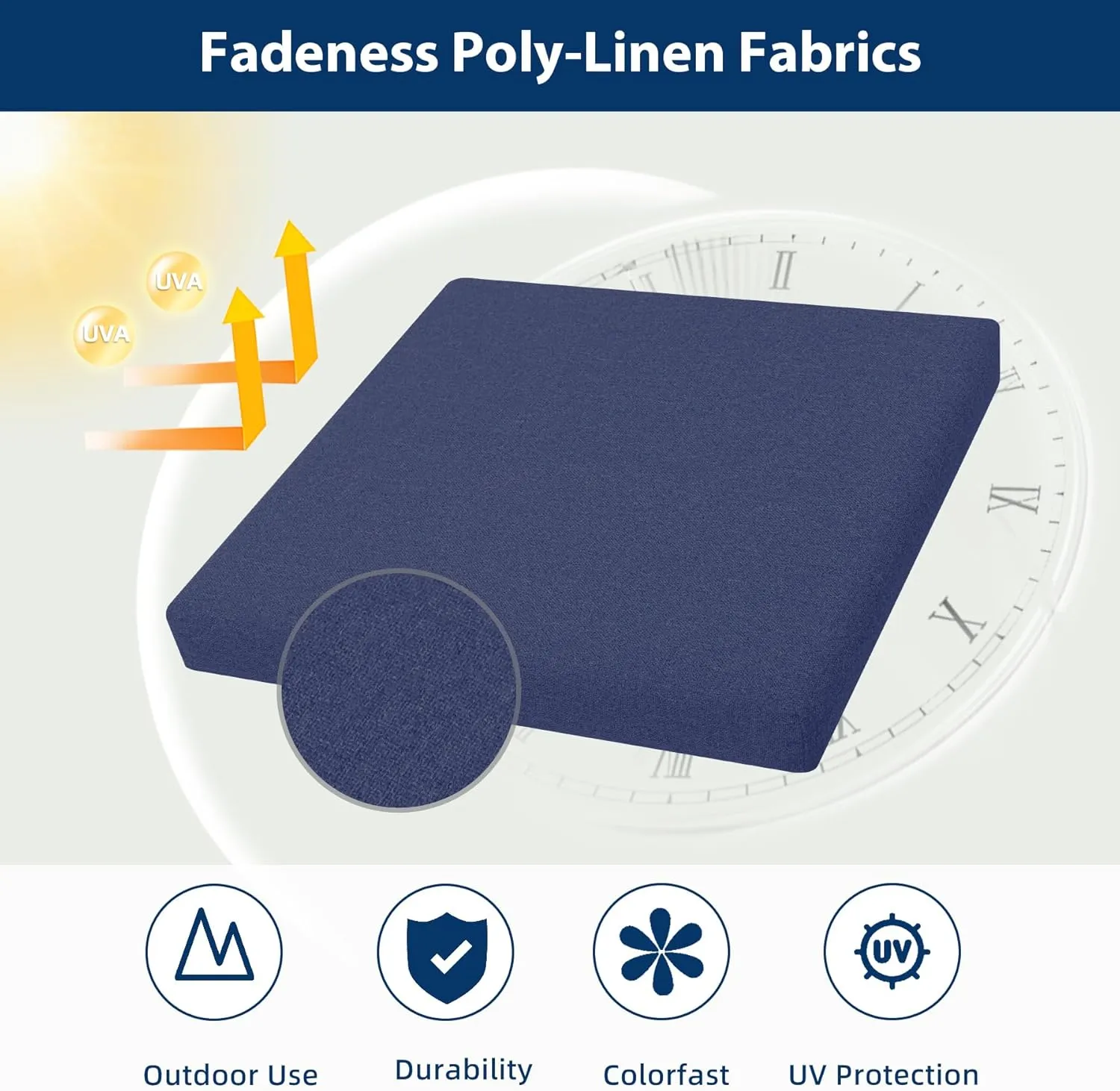 Outdoor Chair Cushions 18.5 x 16 x 2.5 Inch Set of 2, Water-Resistant & Fadeness Durable Patio Furniture Cushion for Garden Sofa Couch Chairs, Portable Comfort with Attach Ties, Blue