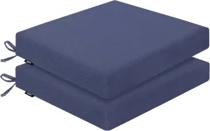 Outdoor Chair Cushions 18.5 x 16 x 2.5 Inch Set of 2, Water-Resistant & Fadeness Durable Patio Furniture Cushion for Garden Sofa Couch Chairs, Portable Comfort with Attach Ties, Blue
