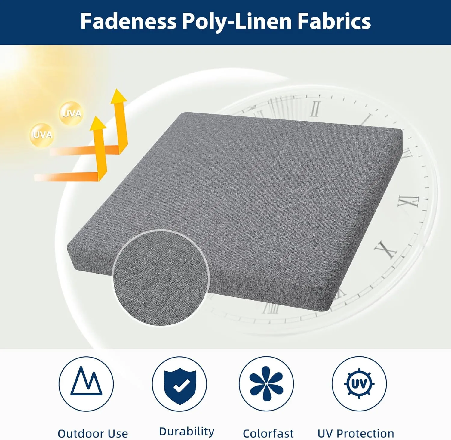 Outdoor Chair Cushions 18.5 x 16 x 2.5 Inch Set of 2, Water-Resistant & Fadeness Durable Patio Furniture Cushion for Garden Sofa Couch Chairs, Portable Comfort with Attach Ties, Dark Grey