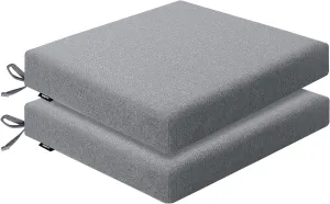 Outdoor Chair Cushions 18.5 x 16 x 2.5 Inch Set of 2, Water-Resistant & Fadeness Durable Patio Furniture Cushion for Garden Sofa Couch Chairs, Portable Comfort with Attach Ties, Dark Grey