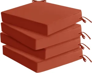 Outdoor Chair Cushions Set of 4: Waterproof & Fade Resistant Seat Cushion for Patio Furniture - 19 x 19 x 2 Inch Chair Pads with Ties and Hidden Zipper - Patio Chair Cushion Replacement, Rust