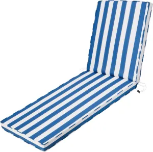 Outdoor Chaise Lounge Cushions for Patio, 71"x22"x3" Lounge Chair Cushions, Waterproof Replacement Seat Pads for Outdoor Furniture (Sky Blue White Stripes, 1 Pcs)