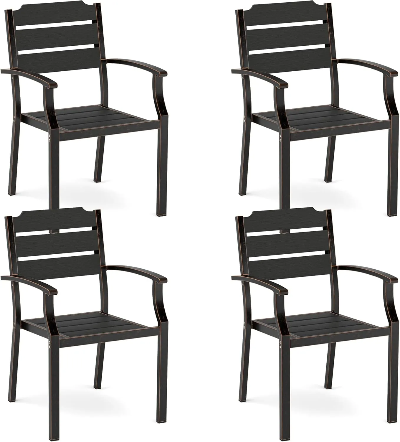Outdoor Dining Chairs, Patio Dining Chairs, HDPS All-Weather Material Outdoor Chairs, Patio Chairs Set of 4 for Patio, Lawn, Garden, Indoor and Backyard, Black
