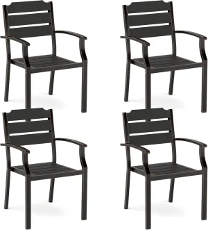 Outdoor Dining Chairs, Patio Dining Chairs, HDPS All-Weather Material Outdoor Chairs, Patio Chairs Set of 4 for Patio, Lawn, Garden, Indoor and Backyard, Black