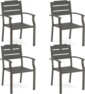 Outdoor Dining Chairs, Patio Dining Chairs, HDPS All-Weather Material Outdoor Chairs, Patio Chairs Set of 4 for Patio, Lawn, Garden, Indoor and Backyard, Dark Gray, 17.3 Inch