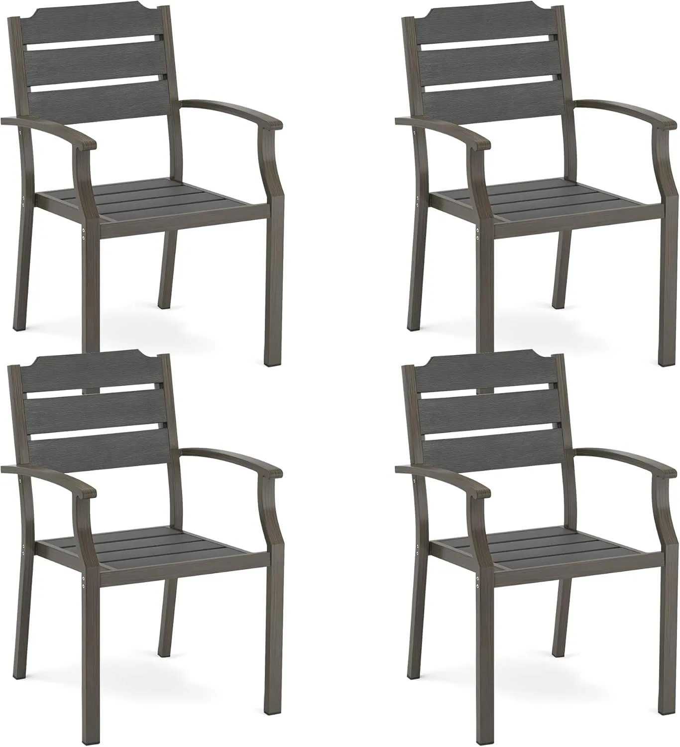Outdoor Dining Chairs, Patio Dining Chairs, HDPS All-Weather Material Outdoor Chairs, Patio Chairs Set of 4 for Patio, Lawn, Garden, Indoor and Backyard, Dark Gray, 17.3 Inch