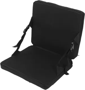 Outdoor Folding Chair Cushion Black Zippered Pocket Square Chair Cushion Portable Handle Adjustable Floor Chair with Backrestfor Stadium Camping Travel