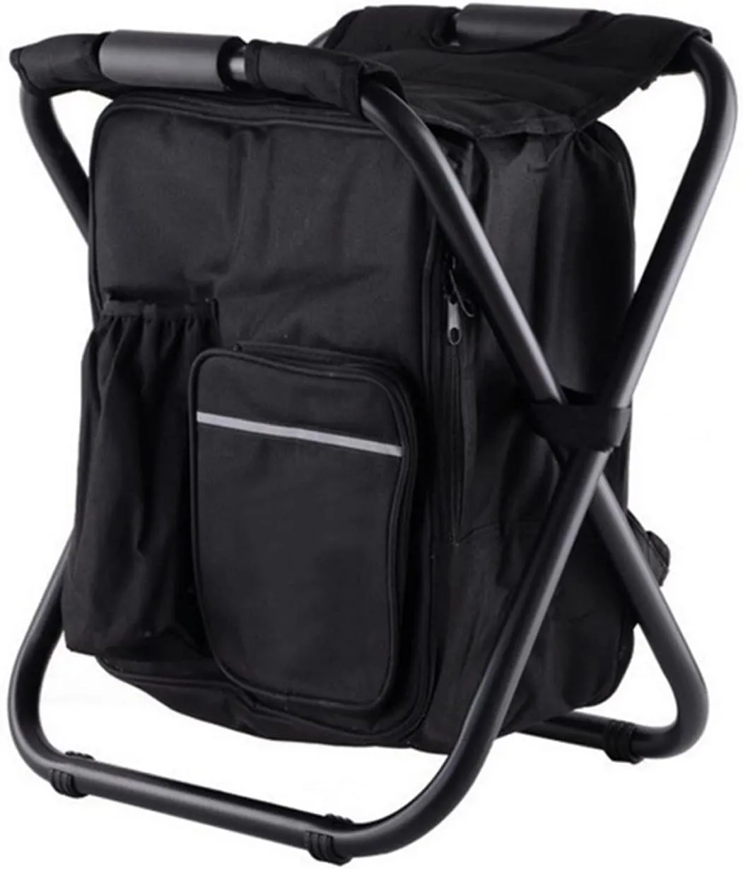 Outdoor Folding Chair with Ice Pack Camping Fishing Stool Portable Backpack Cooler Insulated Picnic Bag Hiking Seat Furniture