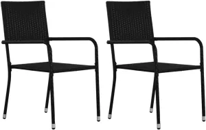 Outdoor Patio Chairs Outdoor Chairs Patio Chairs Lounge Chair - Patio Dining Chairs 2 pcs Stackable Black Poly Rattan for Beaches Terrace Campsites Park