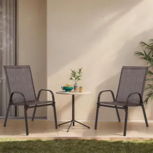 Outdoor Patio Chairs Set of 2, Outdoor Camping Chairs with Breathable Textilene Fabric,Folding Patio Chairs with Metal Frame, Armrests, Portable Dining Chairs for Camping, Garden and Porch (Brown)