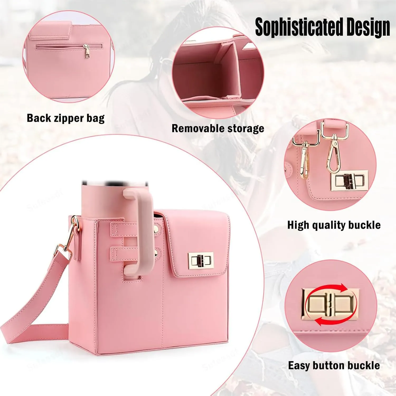 Outdoor Portable Crossbody Water Cup Storage Bag, Cross Body Bag with Water Bottle Holder, Adjustable Shoulder Strap