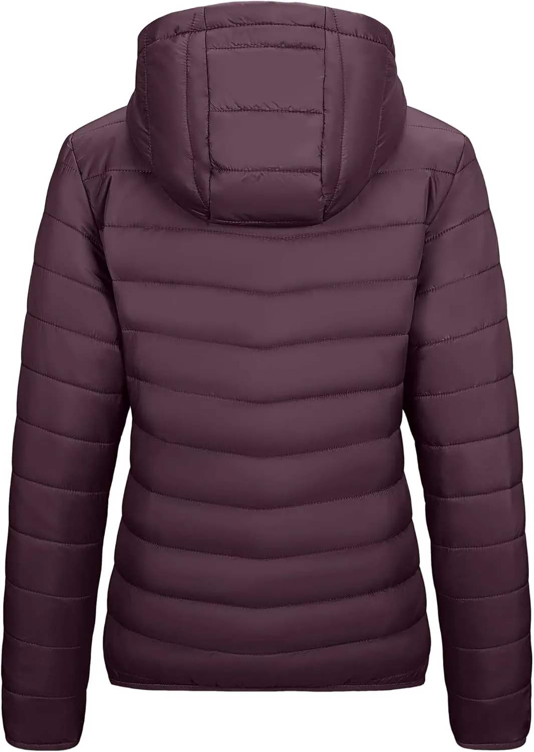 Outdoor Ventures Women's Packable Lightweight Full-Zip Puffer Jacket with Hood Quilted Winter Coat