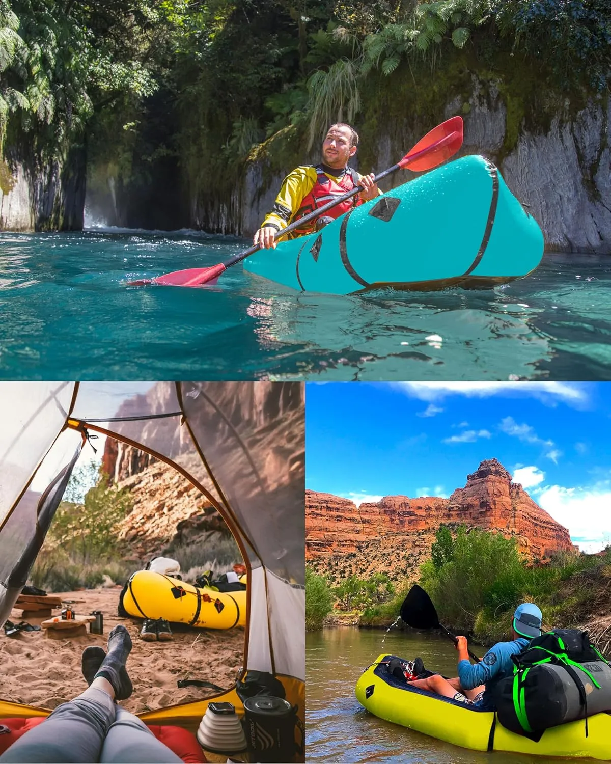 Packraft PVC - Inflatable Kayak for Adults & Kids, Durable, Compact, Rapid Inflate, for Flat Water Rafting, Bicycle Drifting, Litewater Dinghy