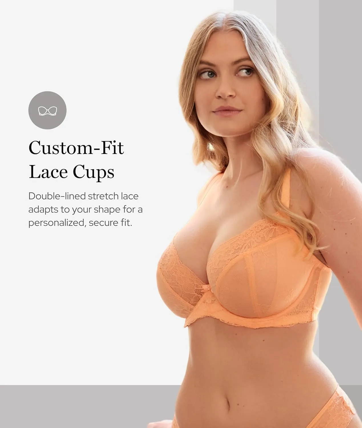 Panache Women's Ana Underwire Stretch Lace Plunge Bra | Low-Cut, Side Sling Lift, Support for Fuller Busts