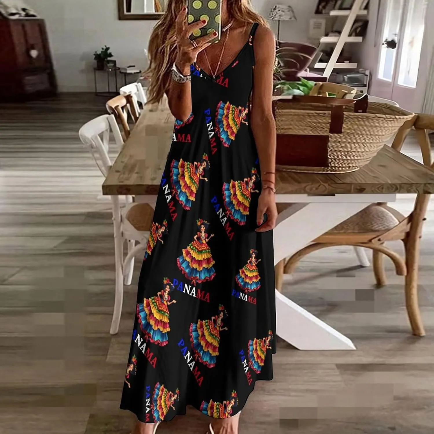 Panamanian Heritage and Pride Womens Sling Dress Sleeveless Maxi Beach Dress