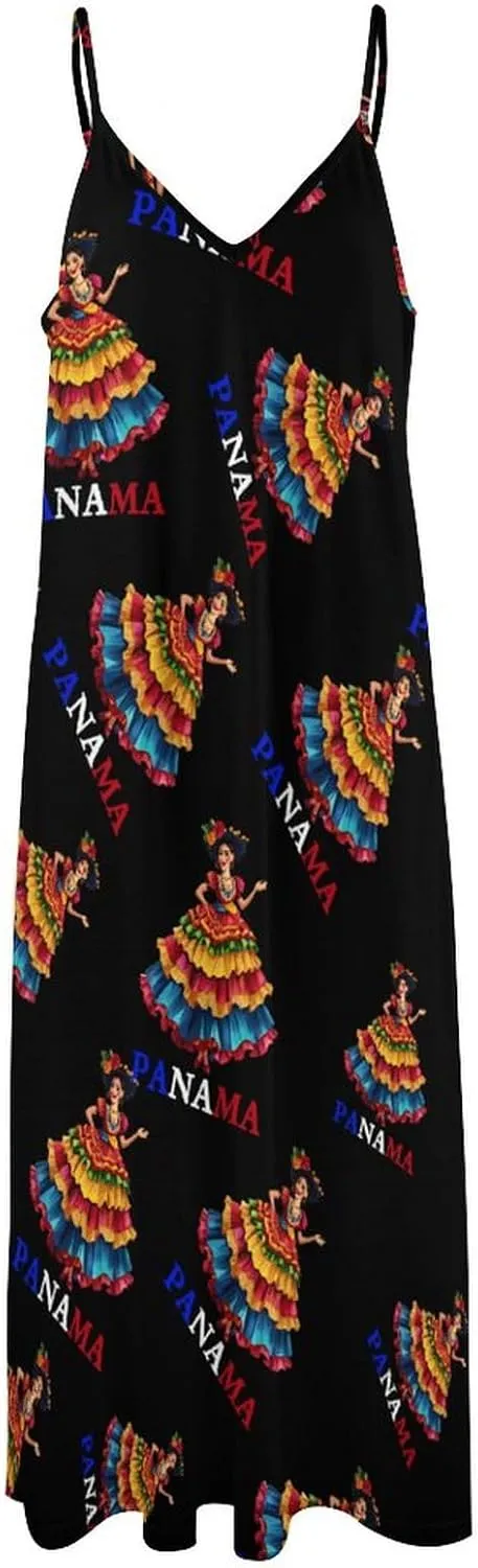 Panamanian Heritage and Pride Womens Sling Dress Sleeveless Maxi Beach Dress