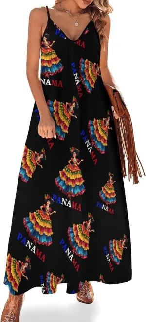 Panamanian Heritage and Pride Womens Sling Dress Sleeveless Maxi Beach Dress