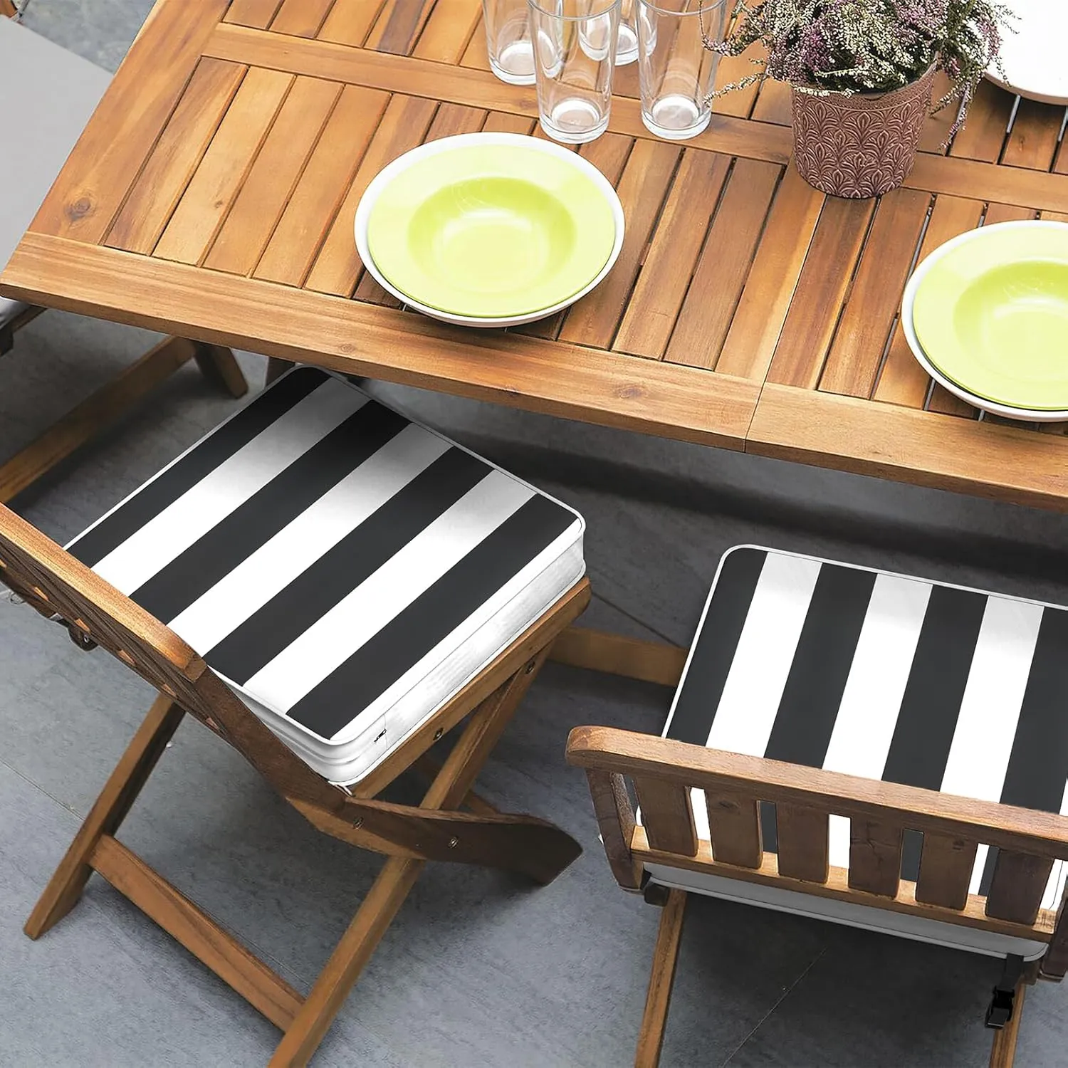 Patio Chair Cushions 19 x 19 x 3 Inch, Outdoor Cushions for Patio Furniture, Water Repellent Outdoor Seat Cushions with Straps Garden Sofa Couch Pads, Set of 2, Cabana Black