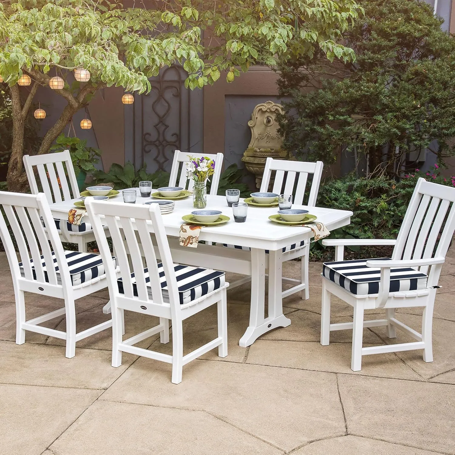 Patio Chair Cushions 19 x 19 x 3 Inch, Outdoor Cushions for Patio Furniture, Water Repellent Outdoor Seat Cushions with Straps Garden Sofa Couch Pads, Set of 2,Cabana Navy