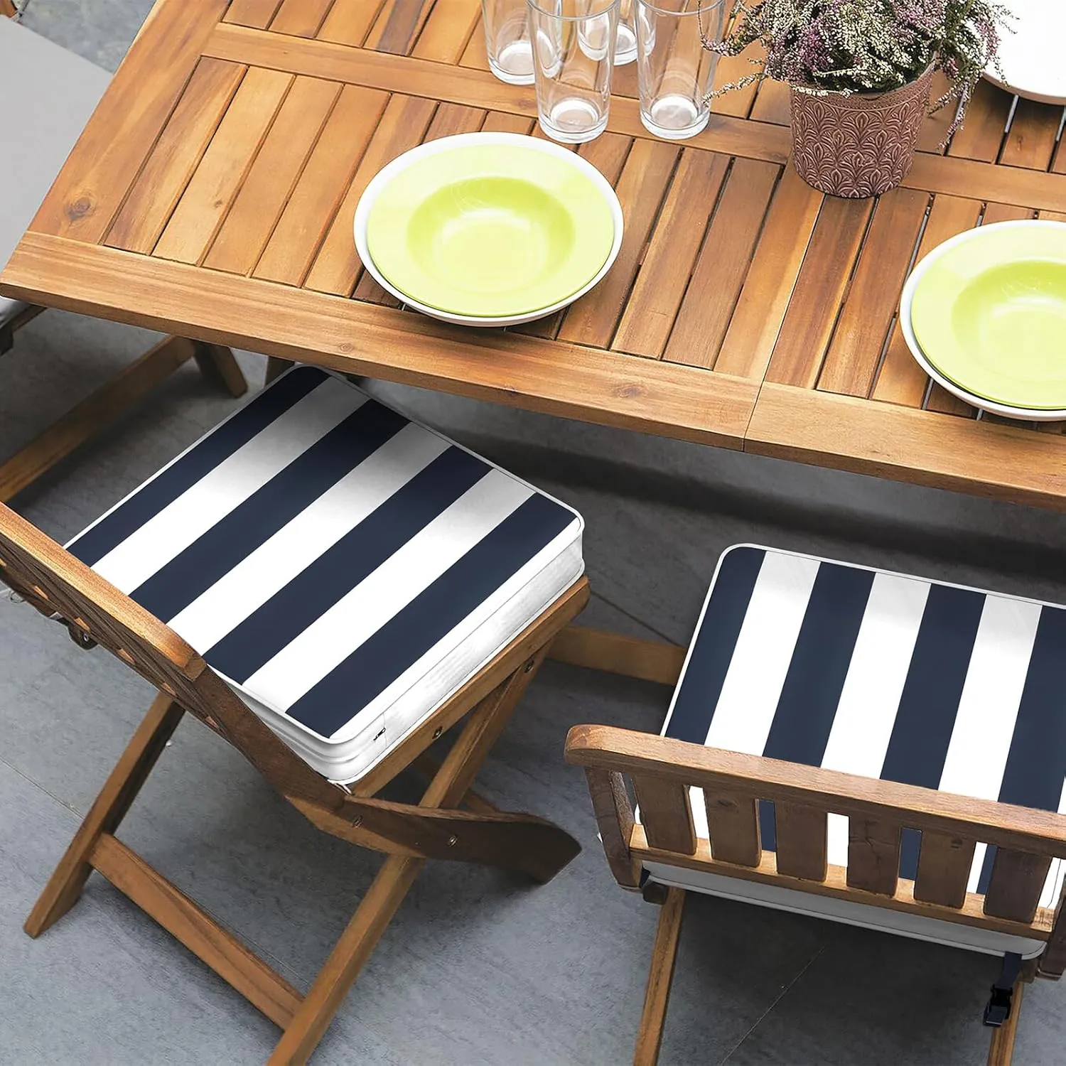 Patio Chair Cushions 19 x 19 x 3 Inch, Outdoor Cushions for Patio Furniture, Water Repellent Outdoor Seat Cushions with Straps Garden Sofa Couch Pads, Set of 2,Cabana Navy