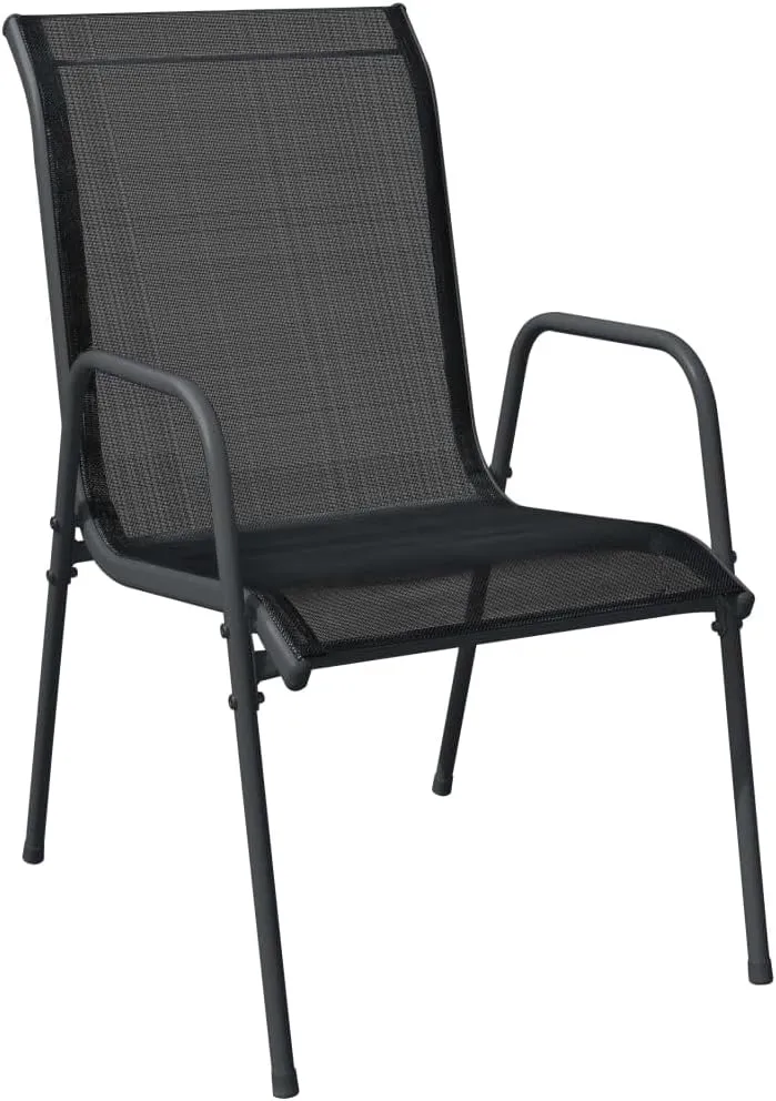 Patio Chairs 2 Pack Steel and Textilene Outdoor Furniture Black 20.1x26x34.6 Inch Weather-Resistant Lounge Chairs for Backyard, Beach, Camping
