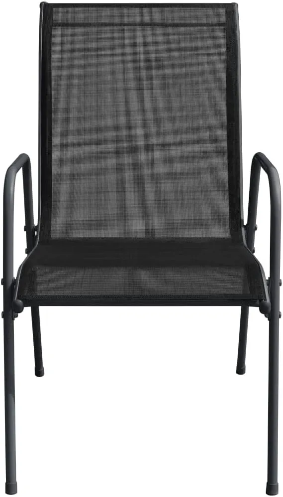Patio Chairs 2 Pack Steel and Textilene Outdoor Furniture Black 20.1x26x34.6 Inch Weather-Resistant Lounge Chairs for Backyard, Beach, Camping