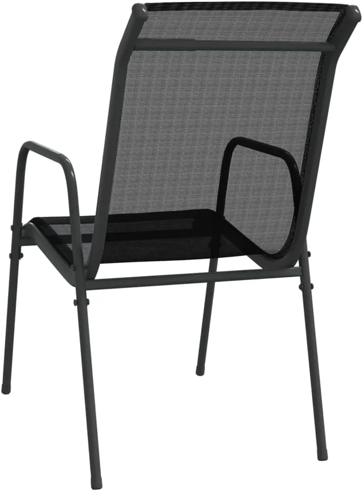 Patio Chairs 2 Pack Steel and Textilene Outdoor Furniture Black 20.1x26x34.6 Inch Weather-Resistant Lounge Chairs for Backyard, Beach, Camping