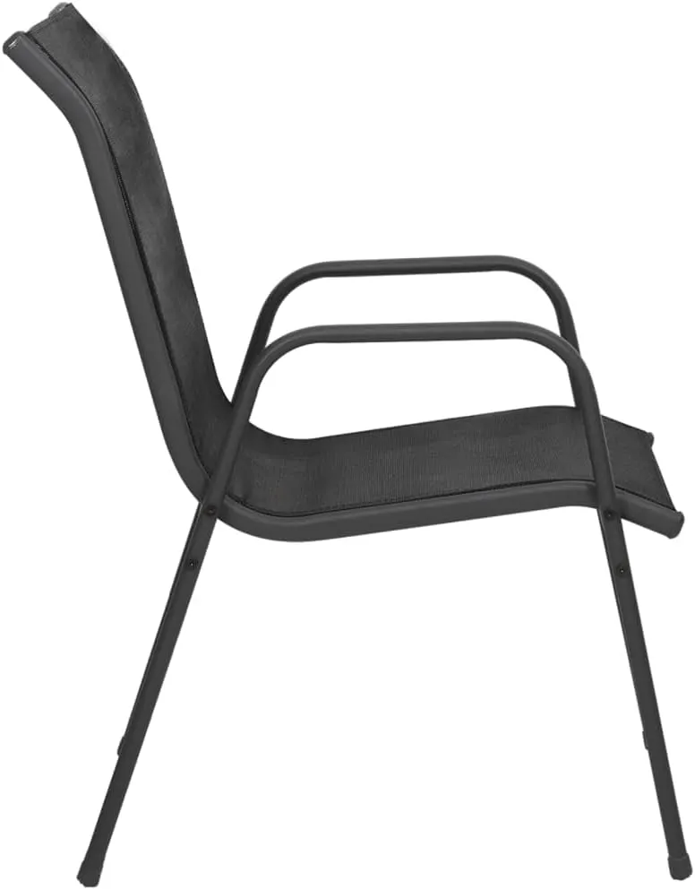 Patio Chairs 2 Pack Steel and Textilene Outdoor Furniture Black 20.1x26x34.6 Inch Weather-Resistant Lounge Chairs for Backyard, Beach, Camping