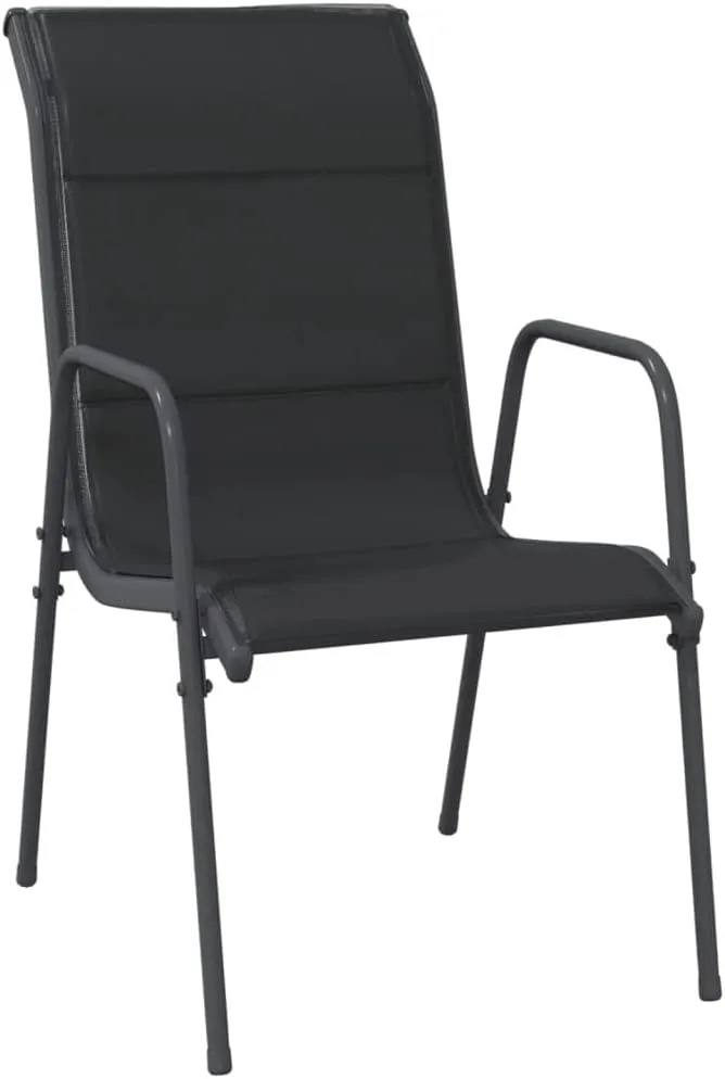 Patio Chairs Set of 6 - Steel Frame Outdoor Furniture with Textilene Fabric for Dining, Camping, and Relaxing - Black Anthracite