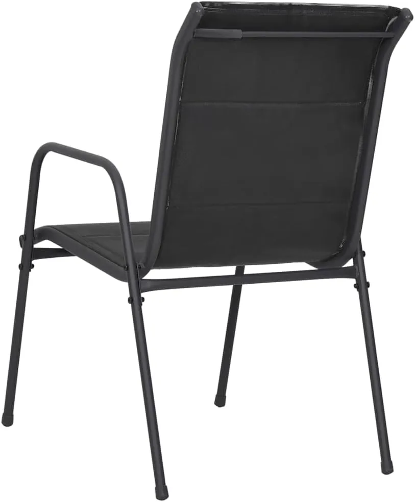 Patio Chairs Set of 6 - Steel Frame Outdoor Furniture with Textilene Fabric for Dining, Camping, and Relaxing - Black Anthracite
