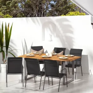 Patio Chairs Set of 6 - Steel Frame Outdoor Furniture with Textilene Fabric for Dining, Camping, and Relaxing - Black Anthracite