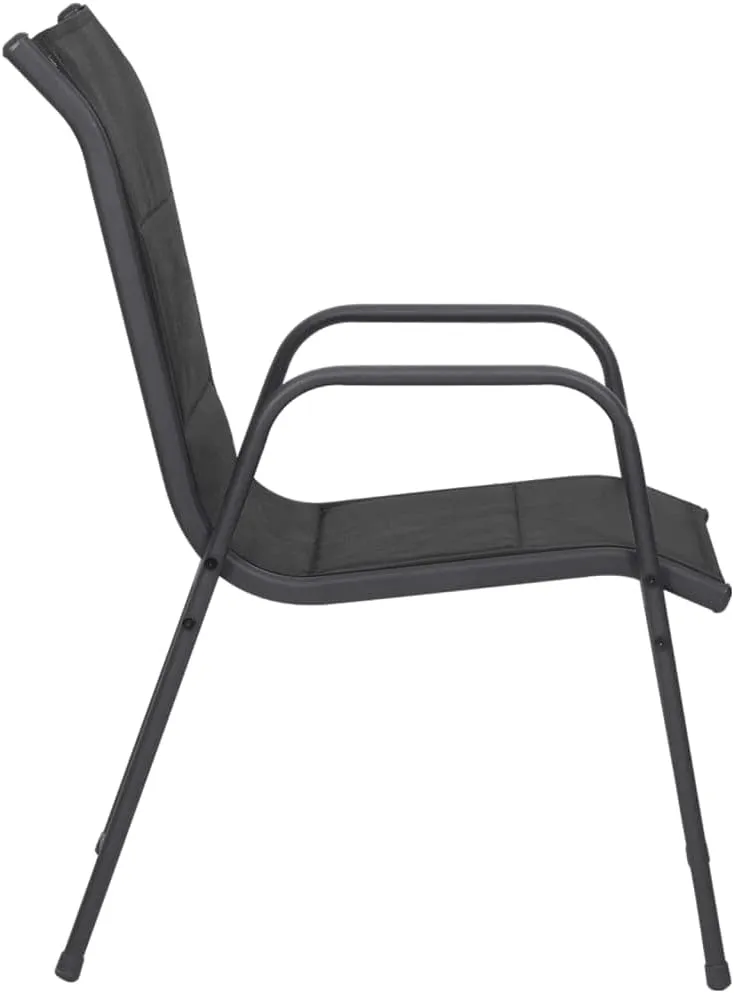 Patio Chairs Set of 6 - Steel Frame Outdoor Furniture with Textilene Fabric for Dining, Camping, and Relaxing - Black Anthracite