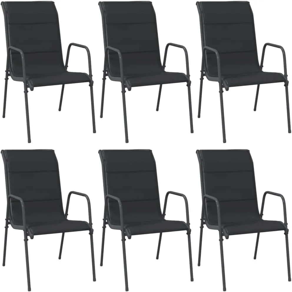 Patio Chairs Set of 6 - Steel Frame Outdoor Furniture with Textilene Fabric for Dining, Camping, and Relaxing - Black Anthracite