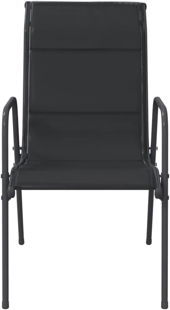 Patio Chairs Set of 6 - Steel Frame Outdoor Furniture with Textilene Fabric for Dining, Camping, and Relaxing - Black Anthracite