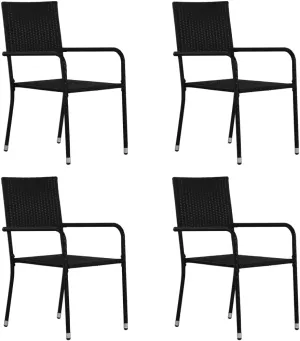Patio Dining Chairs Camping Chair Camping Chairs Kitchen Chairs - Patio Dining Chairs 4 pcs Stackable Black Poly Rattan for Campsites Garden Park Beaches