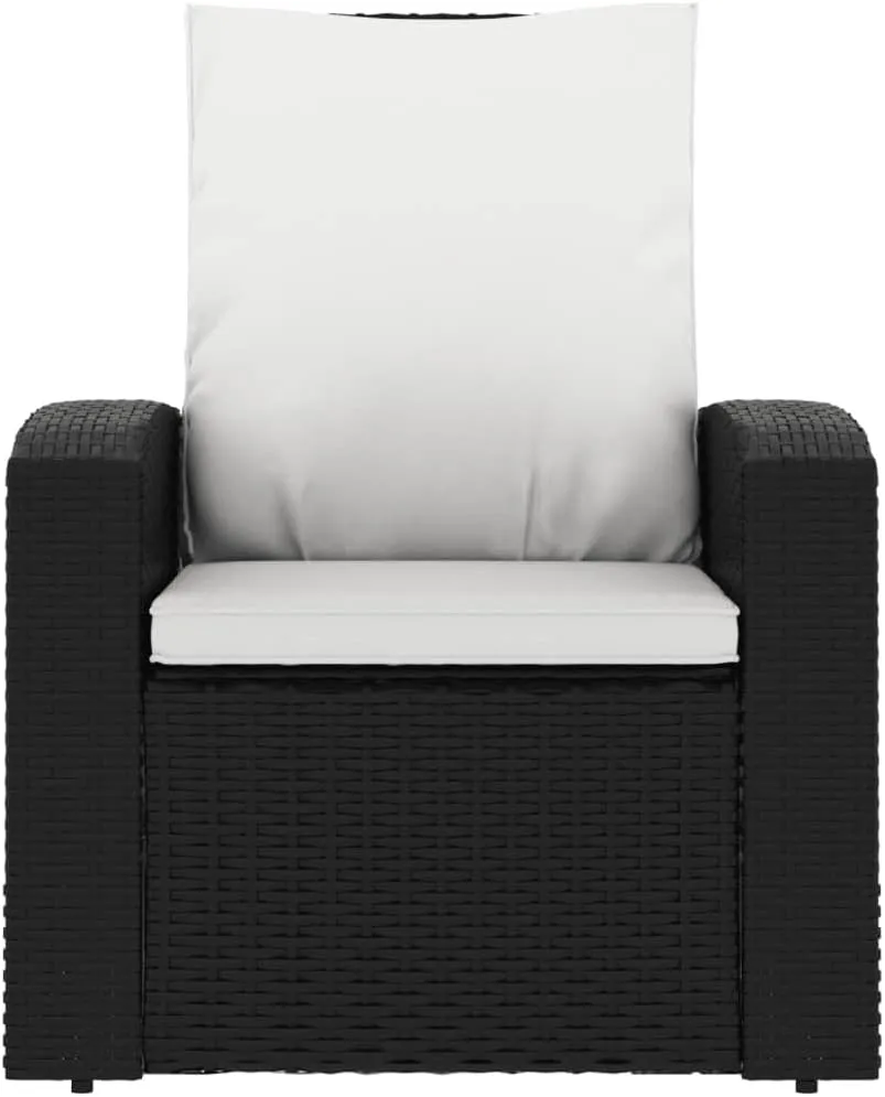 Patio Reclining Chair with Cushions Black Poly Rattan Outdoor Furniture, Manual Adjustable Lounge Chair for Garden Poolside Relaxation, Steel Frame Weather-Resistant Design (Assembly Required)