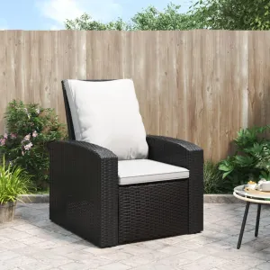 Patio Reclining Chair with Cushions Black Poly Rattan Outdoor Furniture, Manual Adjustable Lounge Chair for Garden Poolside Relaxation, Steel Frame Weather-Resistant Design (Assembly Required)