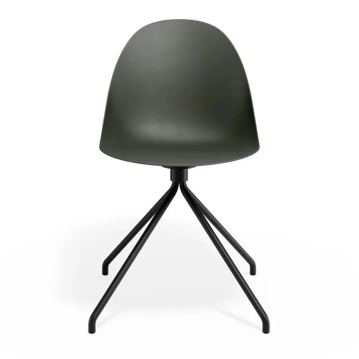 Pebble Pyramid Black Fixed Base Chair - Olive Green