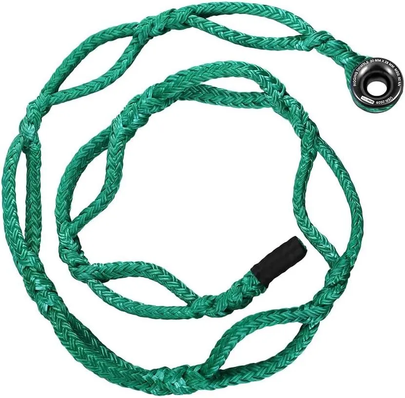 Pelican Rope 3/4" - 12 FT - Green Adjustable Rigging Block Sling with Aluminum Ring - 20,000 LBS MBS / 2,000 LBS WLL, 12 Strand, Polyester, Arborist Sling, Tree Climbing Gear - Single-Head