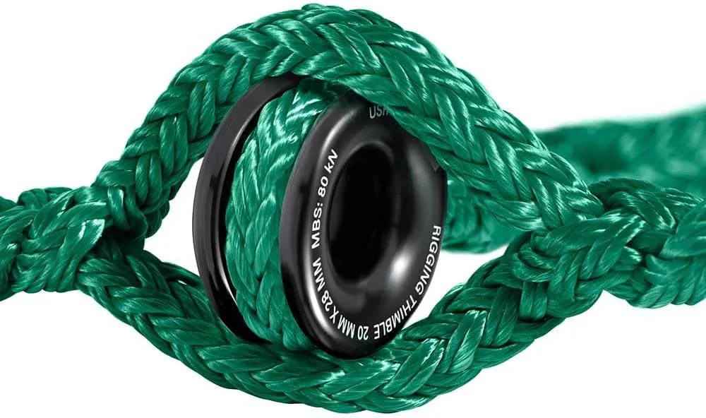 Pelican Rope 3/4" - 12 FT - Green Adjustable Rigging Block Sling with Aluminum Ring - 20,000 LBS MBS / 2,000 LBS WLL, 12 Strand, Polyester, Arborist Sling, Tree Climbing Gear - Single-Head
