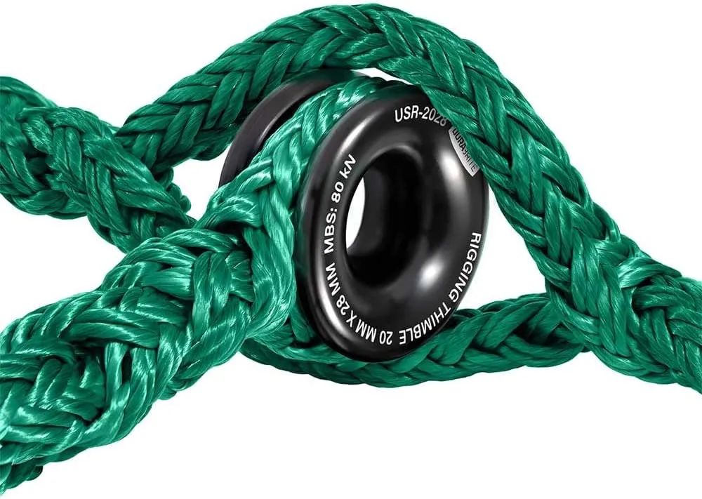 Pelican Rope Arborist Sling, USA Made 3/4" 10 FT Adjustable Rigging Block Sling with Aluminum Ring - Single-Head, 20,000 LBS MBS / 2,000 LBS WLL, 12 Strand Green Polyester, Tree Climbing Gear