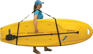 Pelican Universal SUP & Kayak Comfortable Carrying Shoulder Strap - Universal Adjustable Sling with Built-in Paddle Loop- Black