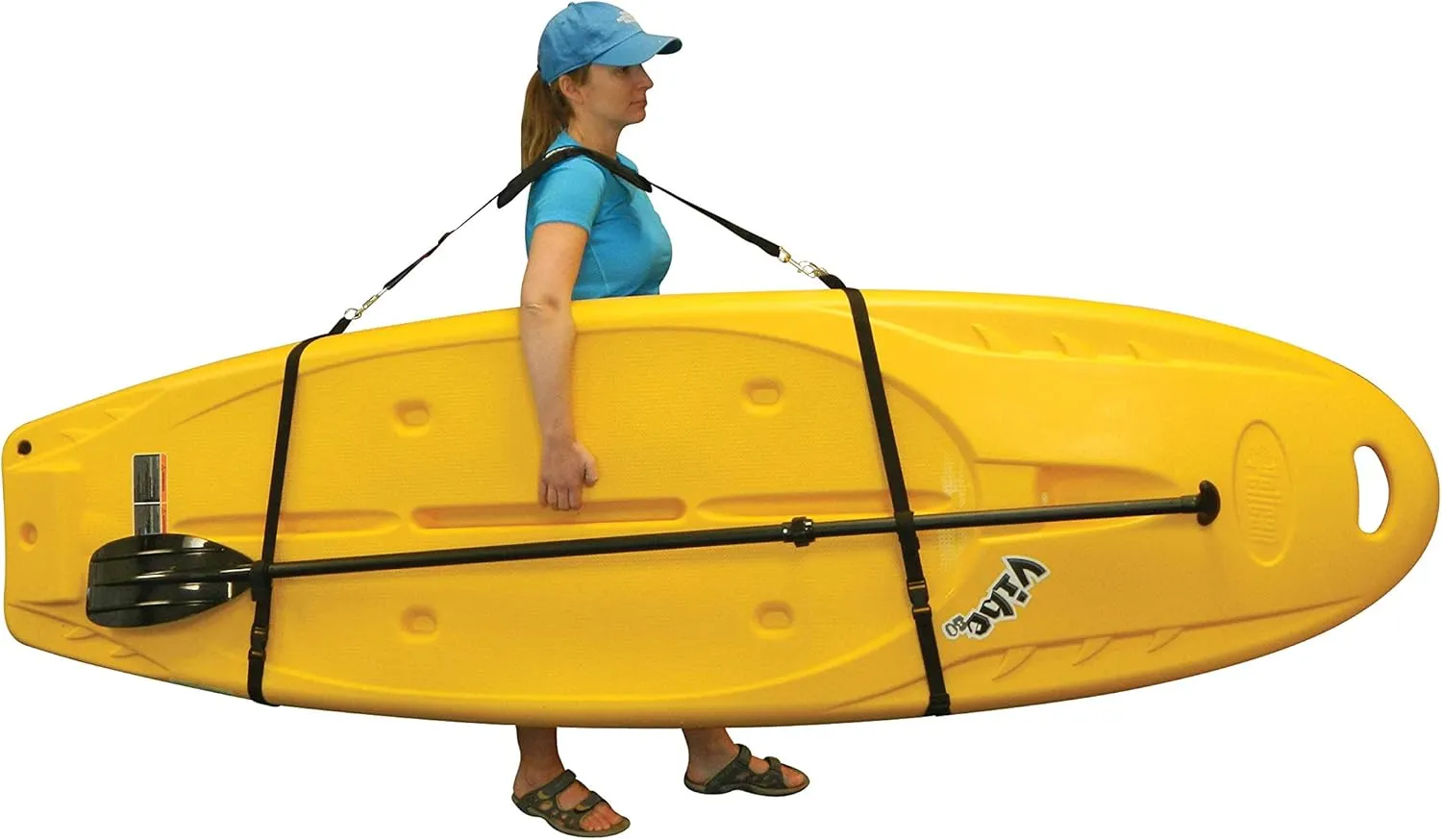 Pelican Universal SUP & Kayak Comfortable Carrying Shoulder Strap - Universal Adjustable Sling with Built-in Paddle Loop- Black