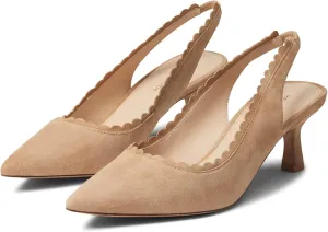 Pelle Moda Kelsa - Heels for Women - Pointed Toe - Leather Upper & Sole - Sling Buckle - Synthetic Lining Latte Suede 6.5 M