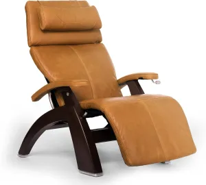 Perfect Chair Human Touch PC-420 Classic Manual Plus Series 2 Dark Walnut Wood Base Zero-Gravity Recliner - Sycamore Premium Leather